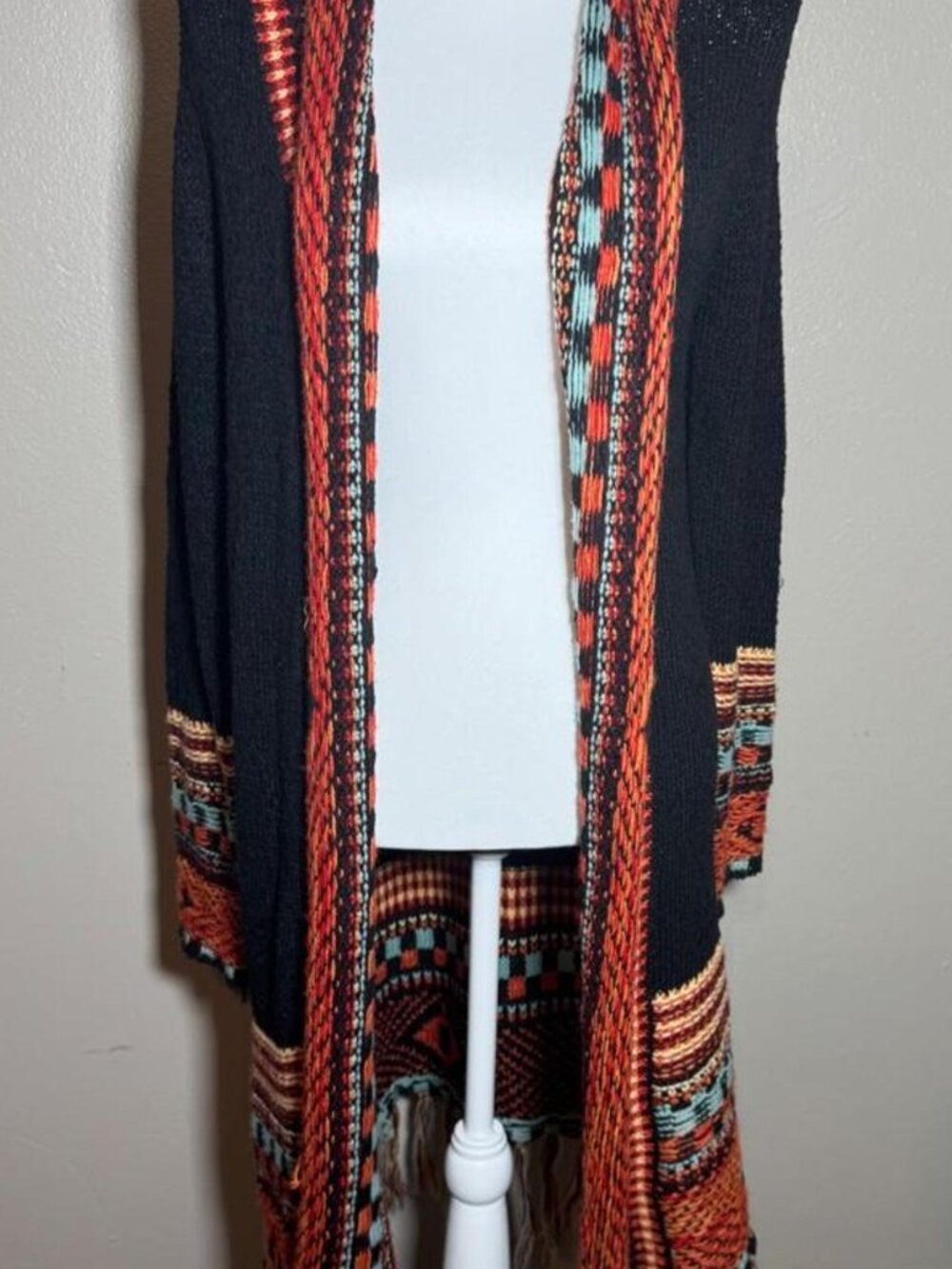 Vintage FA&A Southwest Pattern Fringed Duster Cardigan 🏜️